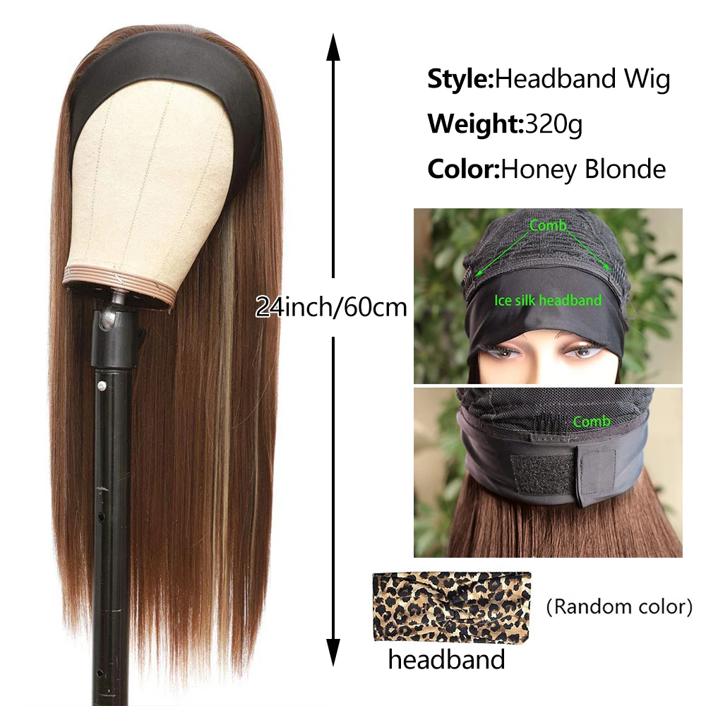 18/20/22/24/26 بوصة مستقيم عقال شعر مستعار أسود مقاومة للحرارة الاصطناعية الشعر المرأة عقال شعر مستعار آلة كاملة الباروكات النساء