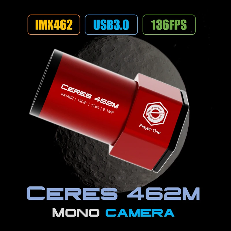 Player One Ceres-Mono Camera with Focus on Guiding Series, Astrophotography Accessories, USB 3.0, IMX462