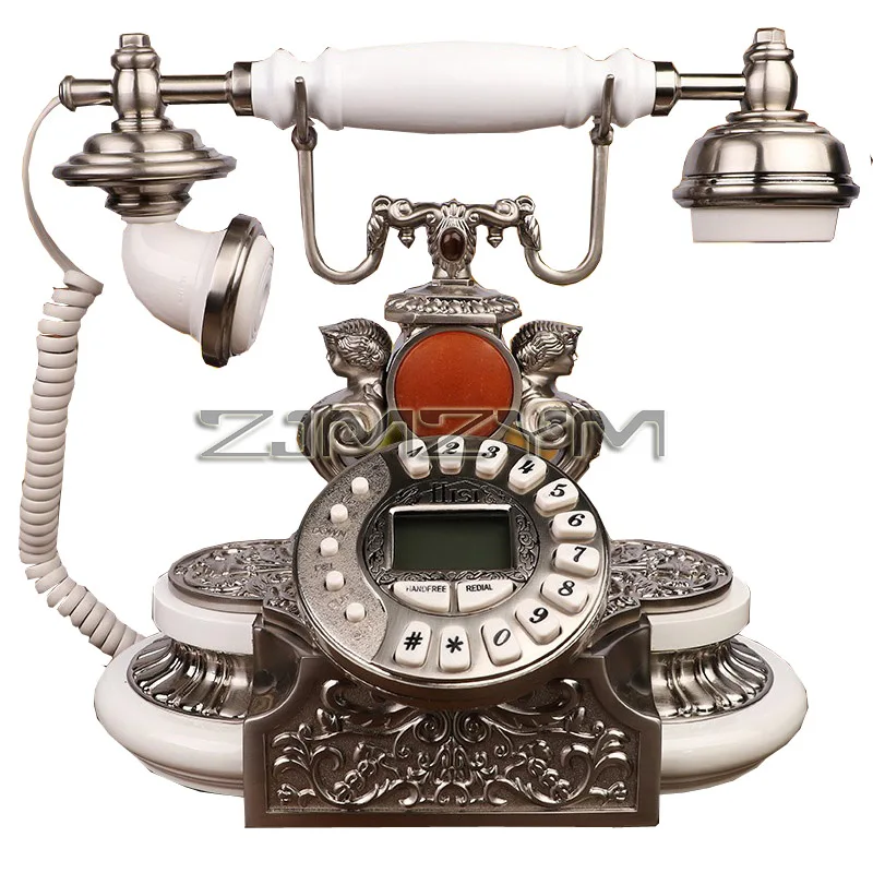 Antique Button Dial Telephone Vintage Corded Telephone Classic European Retro Landline Phone