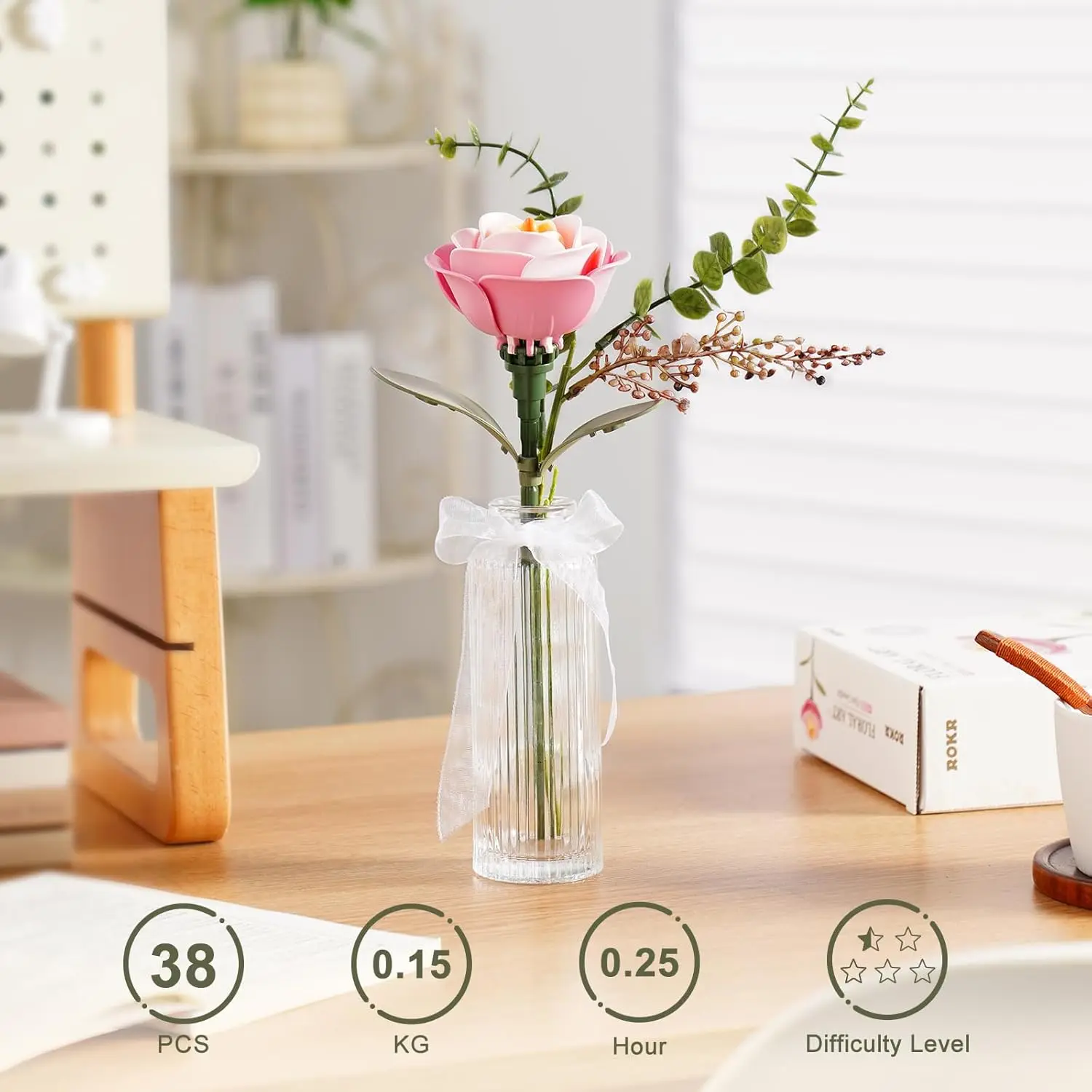 Robotime-rompecabezas 3D de flores, Kits de modelos de madera, accesorios de decoración del hogar, regalos para el salón, flores del Día de San Valentín para mujer