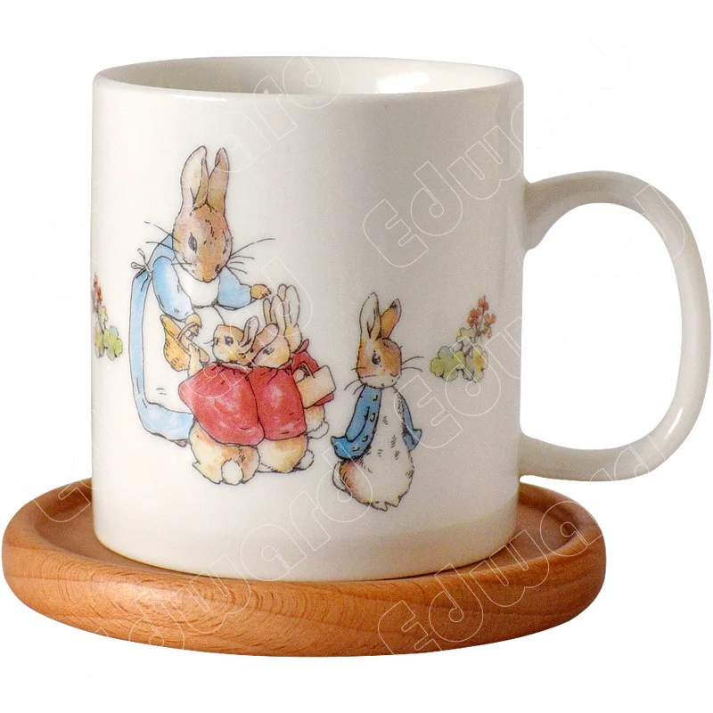 Retro Style Mug Creative Ceramic Coffee Cup Rabbit Pattern Cups Breakfast Cups Household Use Nordic Style Decoration Craft Mugs