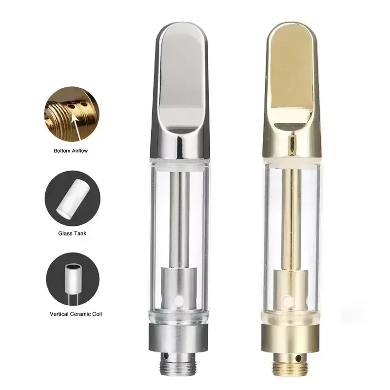 5pcs/10pcs CC-ELL Vape Cartridges Tank Ceramic Coil Cartridge White Black Gold Drip Tip 0.5ml 1ml 510 Thread Vaporizer Atomizer