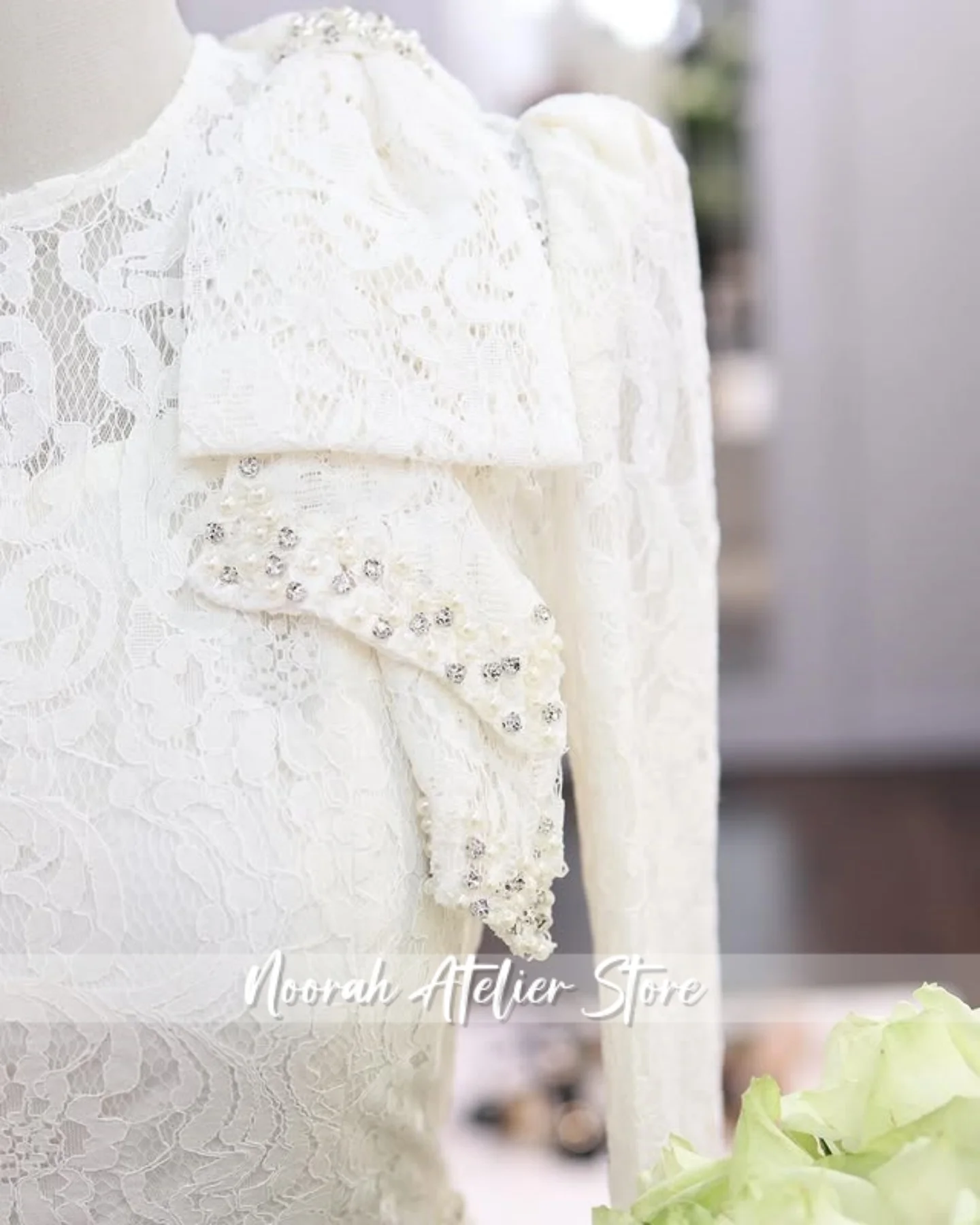 Nuevo musulmán encaje blanco O N manga larga vestidos de noche de lujo para mujer 2025 Dubai arco vestido de celebridad vestido de graduación personalizado