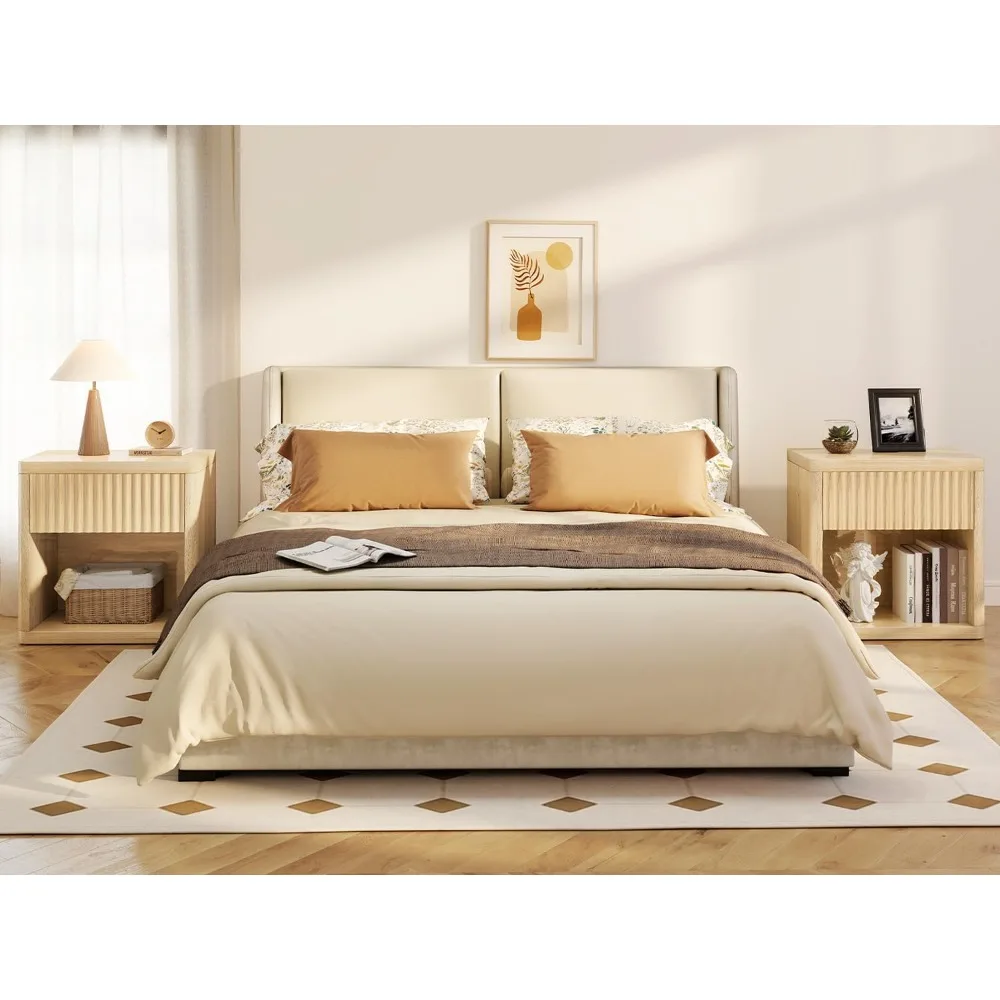 منضدة خشبية كبيرة على طراز المزرعة مع أدراج وتخزين لجانب السرير