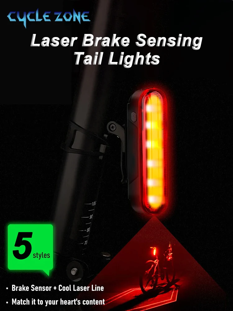 AliExpress cycle zone Smart Laser Brake Sensing Bike Taillight Type-C Rechargeable Bicycle Rear Light High Visibility for MTB Road Cycling Bike Light