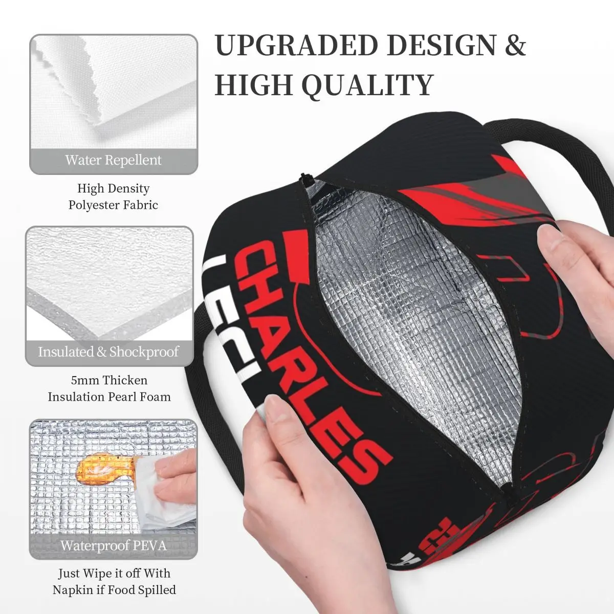 Charles Leclerc 16 V3 Lunch Bags Insulated Bento Box Portable Lunch Tote Resuable Picnic Bags Cooler Bag for Woman Kids Work