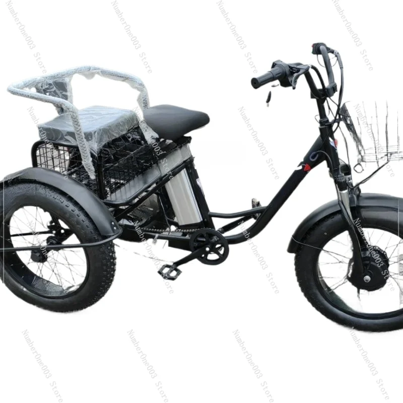 Powerful Lithium Battery Removable 20-Inch 3-Wheel Electric Tricycle with Passenger Seat,