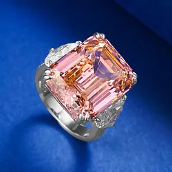 Asscher Cut 15ct Moissanite Diamond Ring 100% Real 925 Sterling Silver Party Wedding Band Rings for Women Men Engagement Jewelry