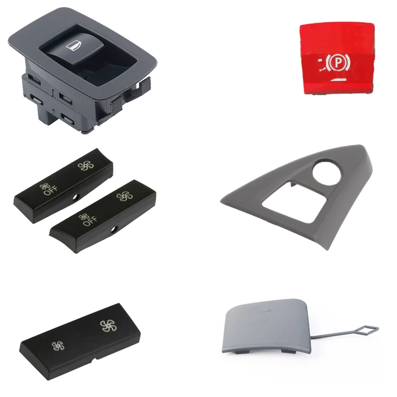 Lift switch/black switch, parking brake repair kit, keycap, switch, parking brake trim panel, fastening end, central panel cover