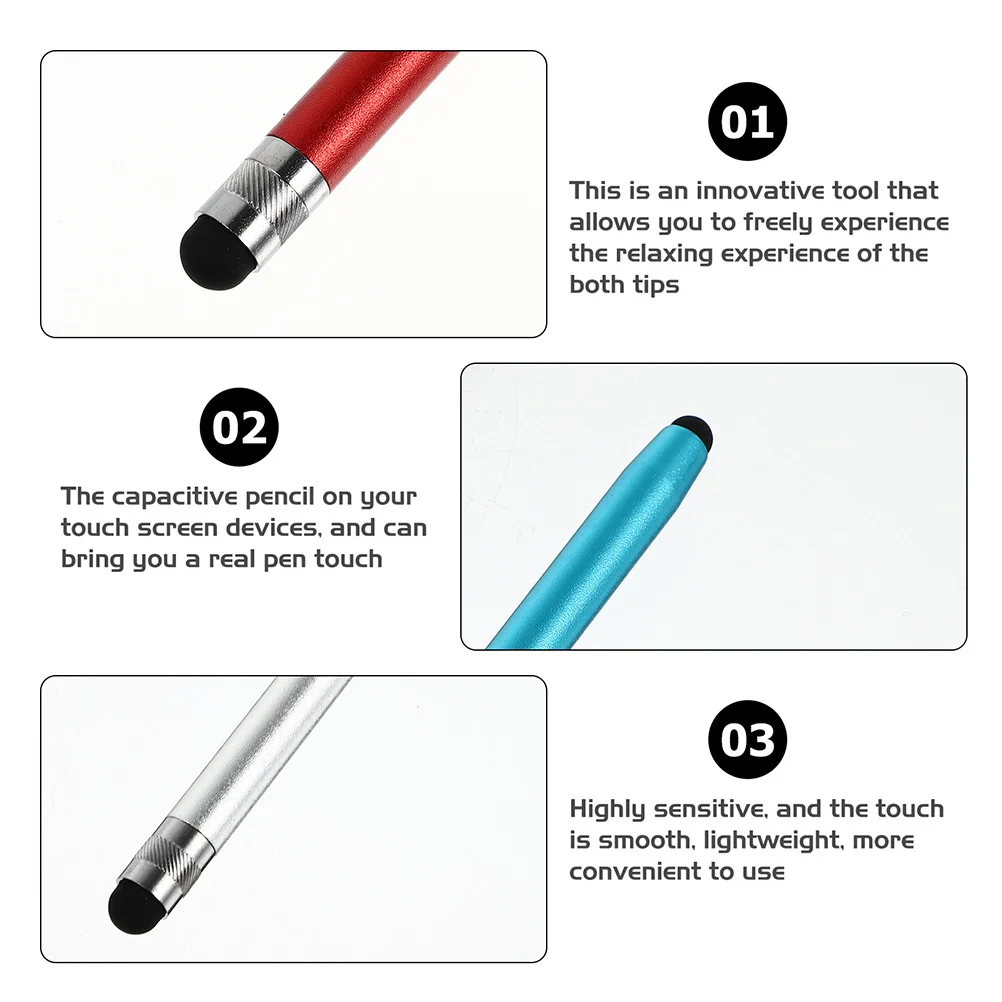 

4Pcs Capacitive Touch Pen Double Sides Silicone Tip Tablet Stylus Pen for Phone Drawing Writing Office Use Phone Accessory