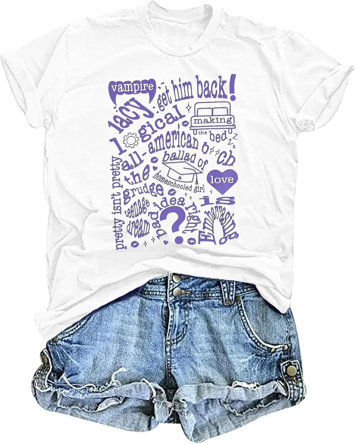 Music Album Shirts for Women Bad Idea Right Letter Print Tshirts Singer Concert Tour Top Music Lover Fans Graphic Tee