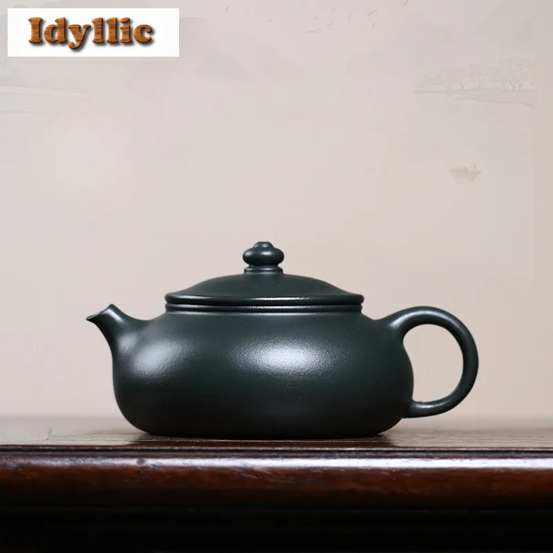 

130ml Handmade Yixing Purple Clay Teapots Handmade Han Jiang Pot Raw Ore Emerald Green Mud Kettle With Filter Zisha Tea Set Gift