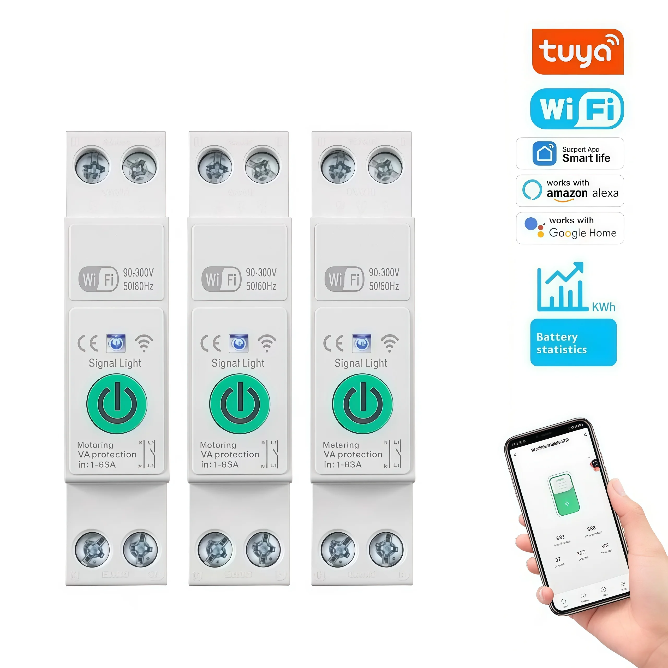 MINI WIFI APP Smart WiFi Circuit Breaker Tuya Wireless Remote Control Timer Switch for Home Use Mini Plastic Design Already