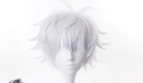 Satoru Gojo Short Gray Wigs Masquerade Cosplay Wigs for Adult Synthetic Fiber Hair Replacement Wigs for Anime Cosplay Costume