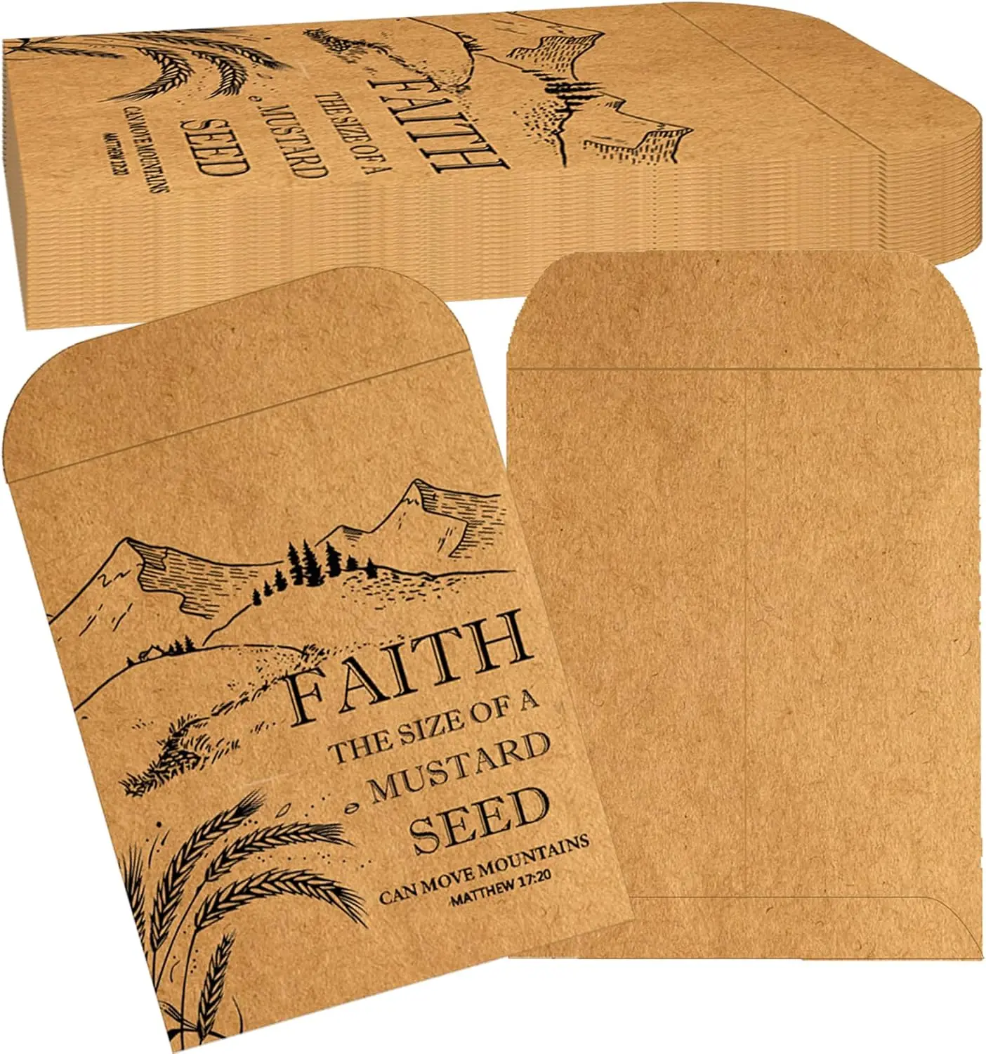 

50 Pcs Kraft Mustard Seed Envelope Bulk Does Not Contain Seeds Mustard Seed of Faith Empty Resealable Envelopes Adhesive Storage