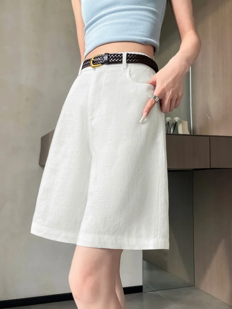 Slimming A-Line Wide Leg Five-Point Casual Pants Women's Outerwear Suit Shorts Korean Style High Waist Straight Tube Pants