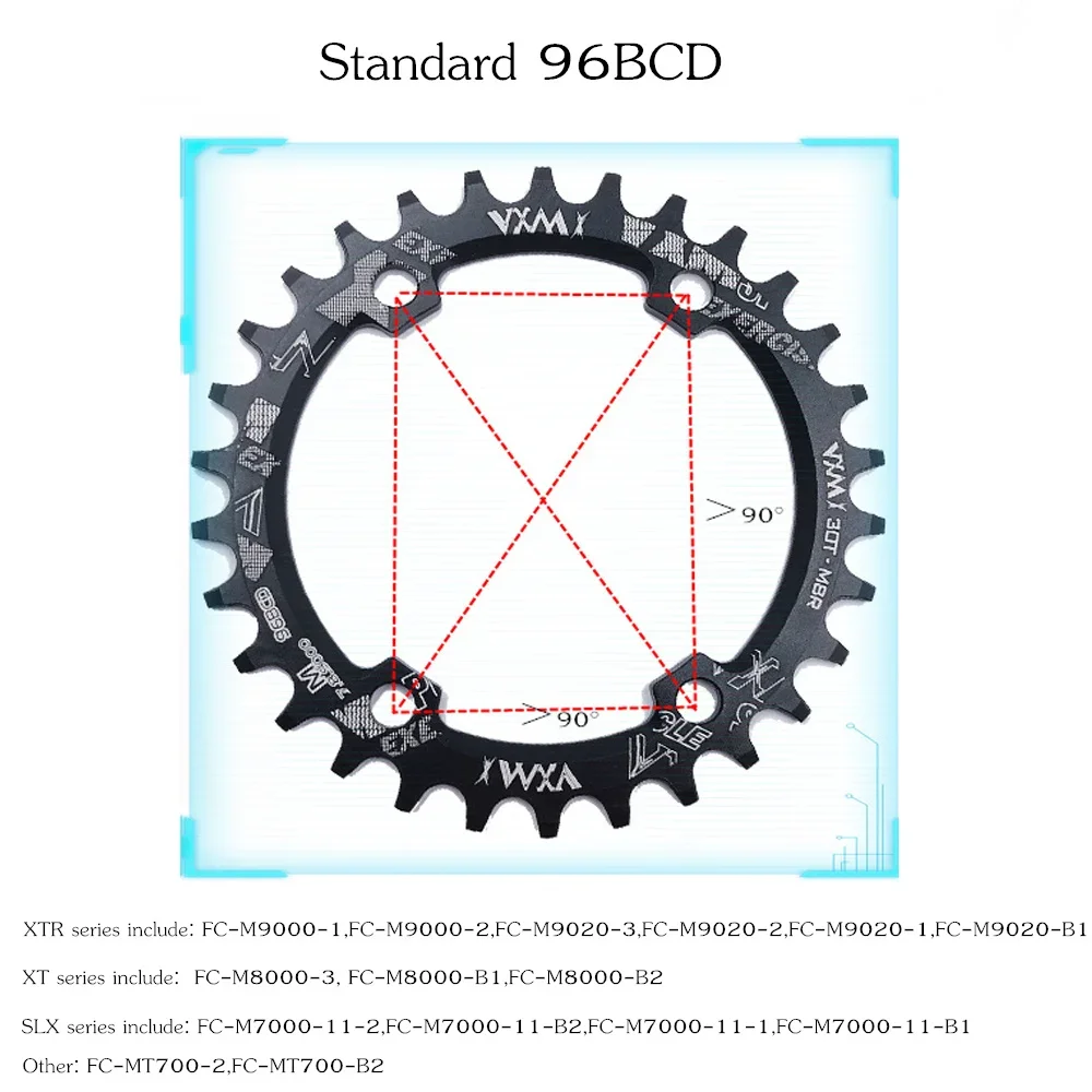 VXM Round Oval 96BCD Chainring MTB Mountain 96bcds Bike Bicycle 32T 34T 36T 38T Crown Plate For M7000 M8000 M4100 M5100