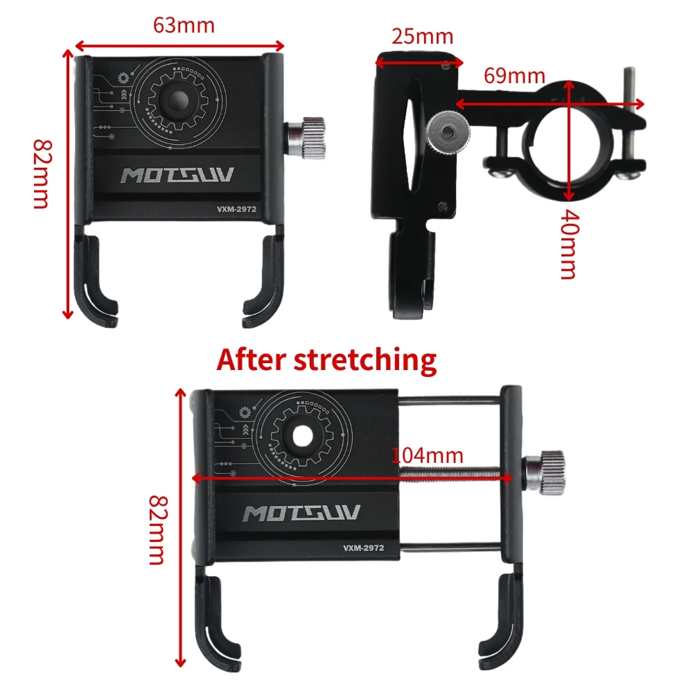 Motorcycle Phone Holder 360° Rotating Aluminum Alloy Adjustable Holder For 4.7-7.0 Inch Bicycle Scooter Riding Accessories