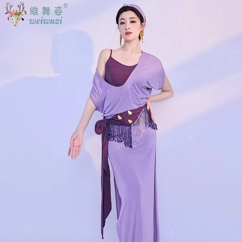 

5 Pcs Set Women BellyDance Sequins Costume Baladi Dress Saidi Dress Girls Bellydance Folk Dance Outfit Robe Vest Skirt Headband