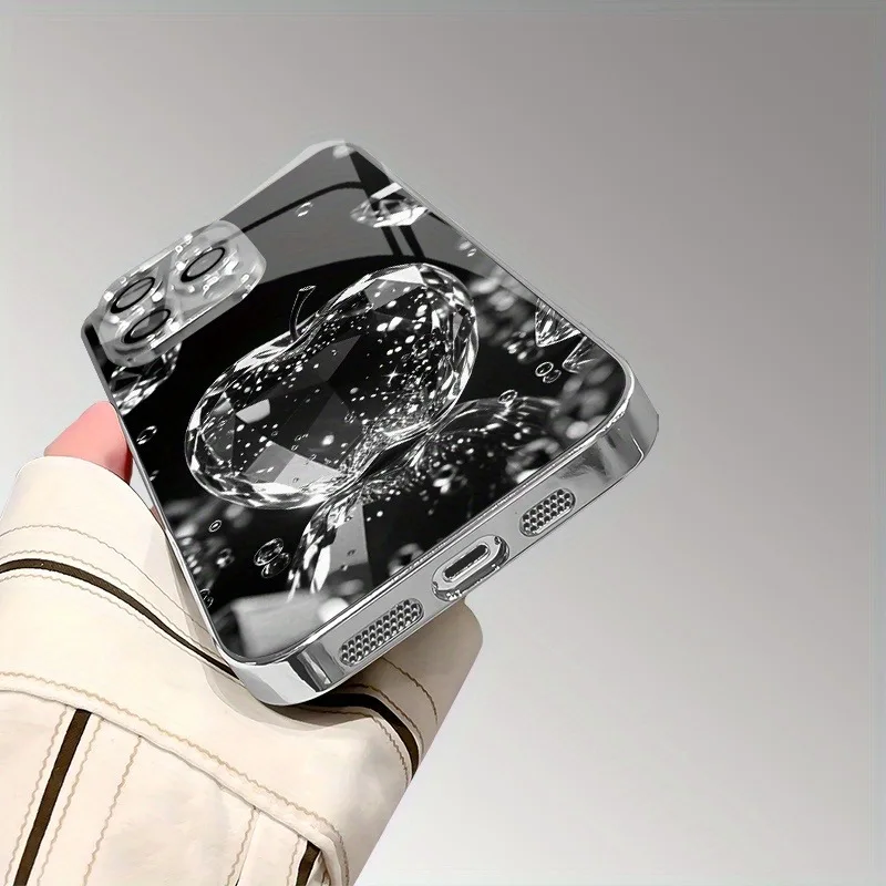 Luxury Diamond For Apple Textured Print Glass Electroplated Case For iPhone 17 16 15 14 13 12 11 Pro Max Plus 16E 17 Air Cover - Image 3