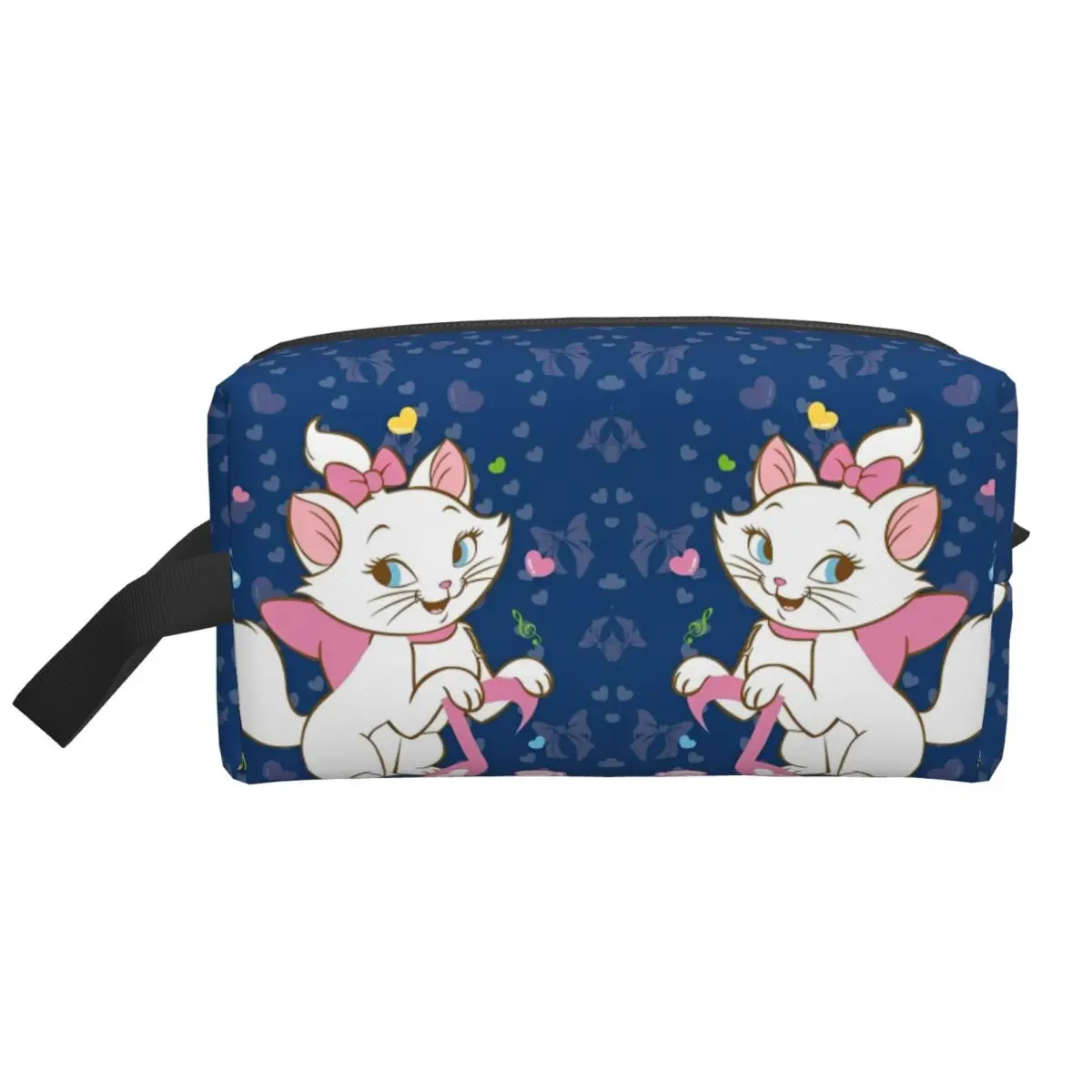 Poudres de maquillage rose Marie Cat pour filles, sacs cosmétiques à fermeture éclair portables Kawaii, organisateurs de stockage personnalisés pour la maison