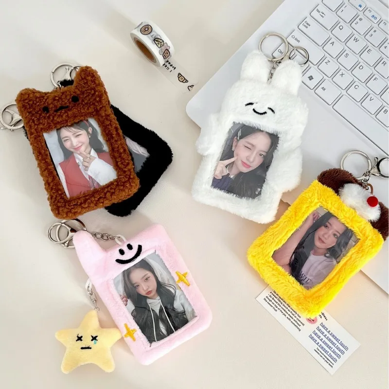 The Same Practical Cute Small Mobile Phone Rabbit Plush Card Sleeve 3 Inch Polaroid Card Bag Keychain Pendant Card Book