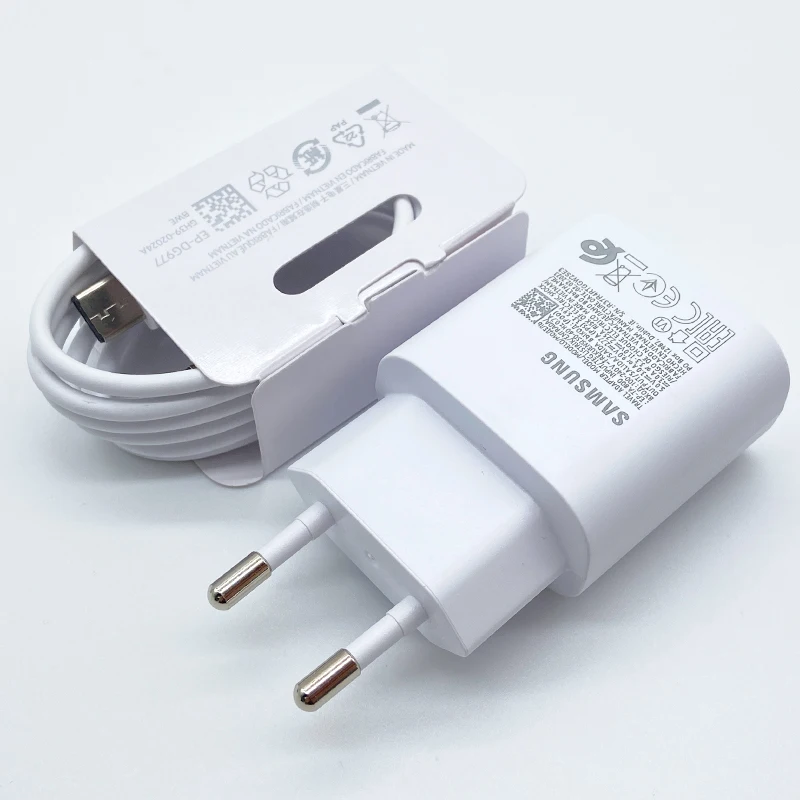 Samsung Z Fold 6 25W Super Fast Charge Charger PD EU Plug Power Adapter Usb Type C Cable For Galaxy S24 S23 S22 S20 Plus Note10