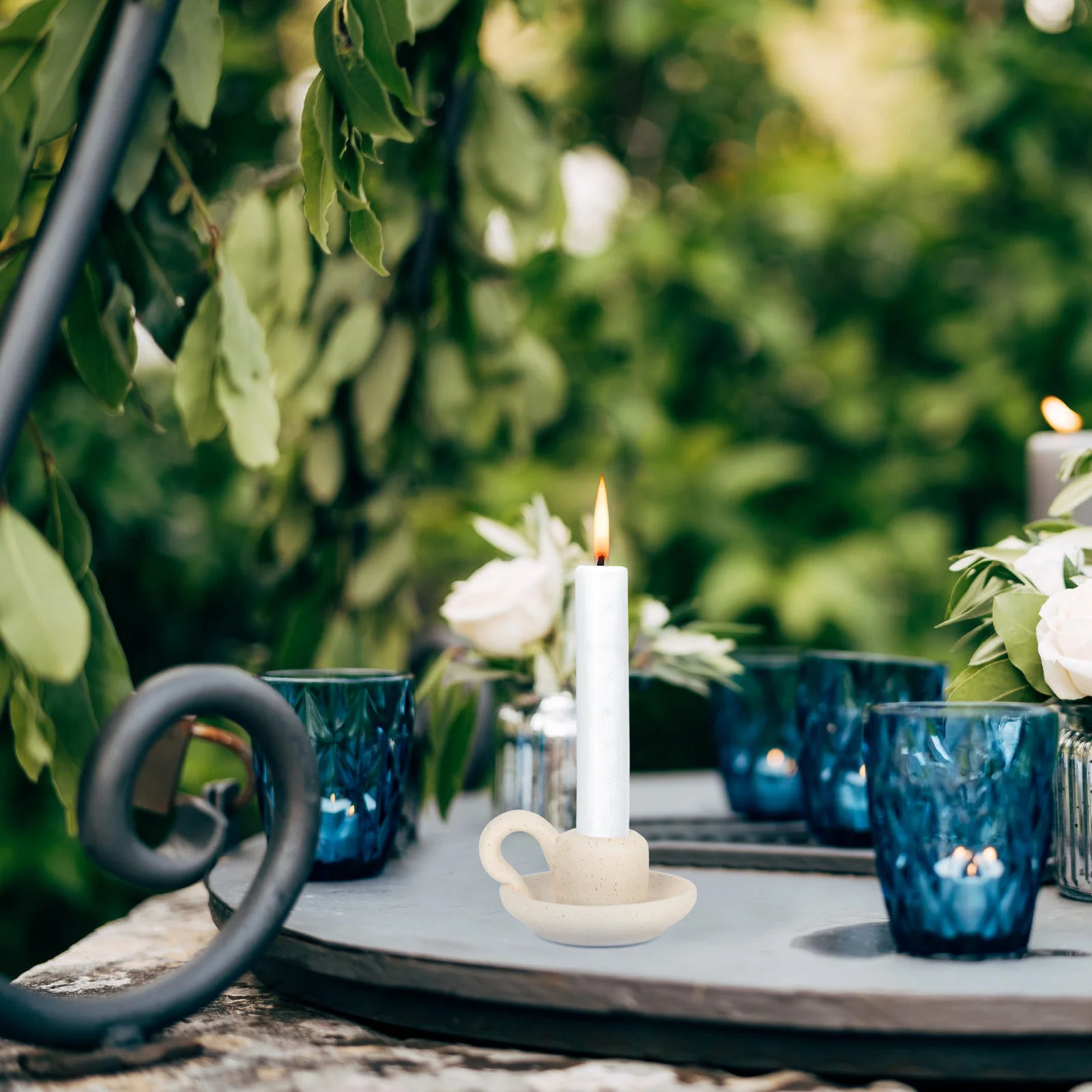 

Simple Ceramic Holder Mug Shaped Candlestick for Dinner Table Candlelight Decorative Home Living Room Holder