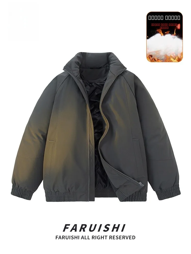 

Мужская повседневная утепленная хлопковая куртка с воротником-стойкой, теплая молодежная модная зимняя верхняя одежда из полиэфирного волокна с длинными рукавами на молнии