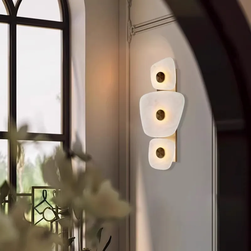 Lampada da parete in marmo naturale luce villa di lusso soggiorno sfondo muro hotel lobby corridoio camera da letto comodino designer