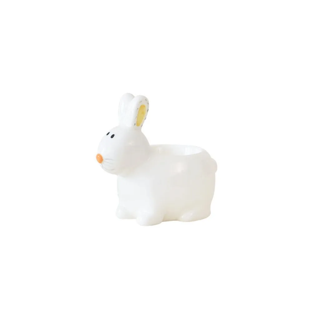 Funny Ceramic Egg Holder 3D Rabbit Bee Cartoon Egg Cup Table Centerpieces Thermostability Steamed Egg Cup New Home Gift