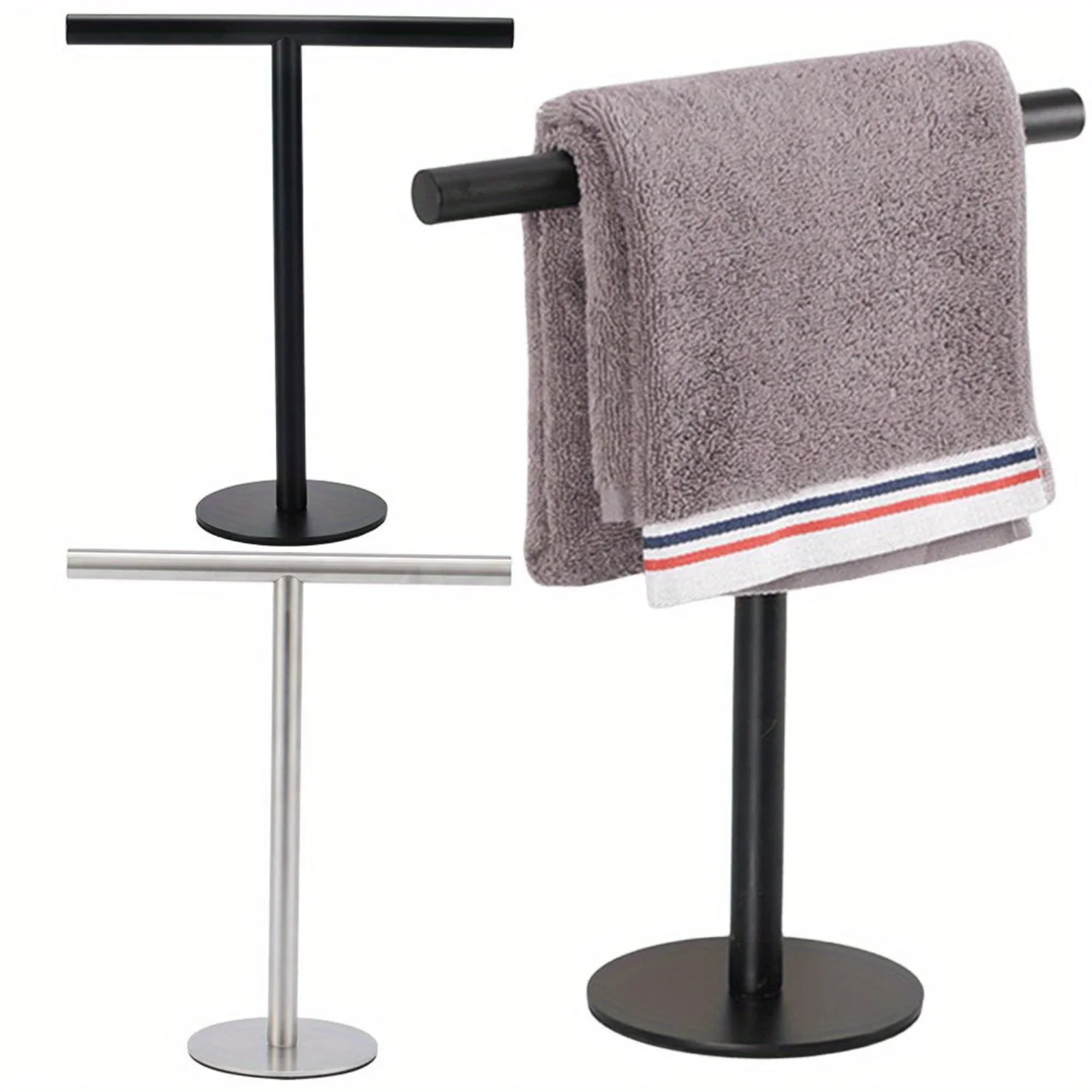 1pc Stainless Steel Hand Towel Holder, T-Shape Towel , Hand Towel Holder Stand, Freestanding Towel Rack, Bathroom Accessories, B