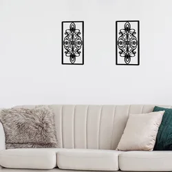 Black Metal Wall Art Wrought Iron Wall Decor Victorian Style Home Decor 12 x 6 Inches for Indoor Outdoor Home Decorative Display