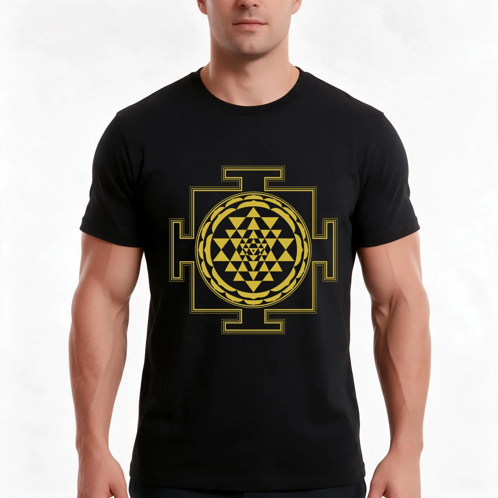 Sri Yantra Gold 1 fine T-Shirt Summer Casual Cotton Tee Oversized Streetwear Tops Vintage Graphic Print Unisex Men Women