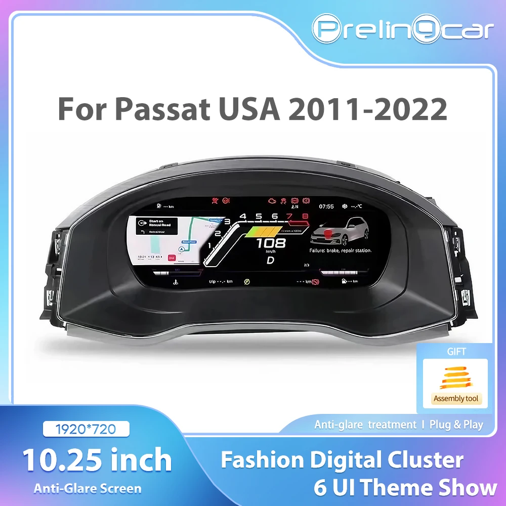 10.25‘’ Lcd Digitaal Dashboard Cluster For Volkswagen Passat 2011 2 3 4 5 6 8 9 22 Years Ntg4.5 Auto Radio Instrument Paneel