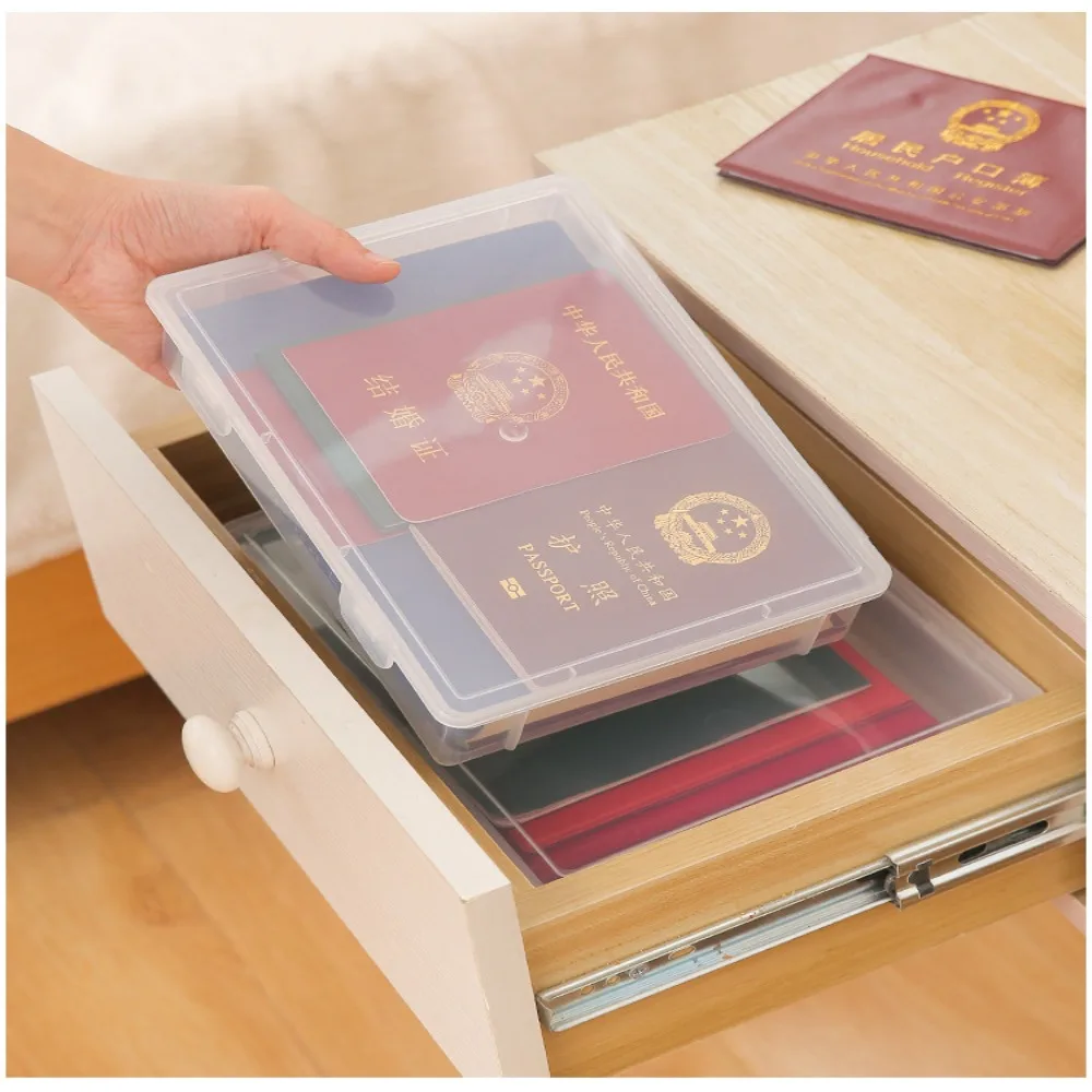 Simplicity Plastic Document Organizer Square Shape Clear A4 Organizing Box Storage Box