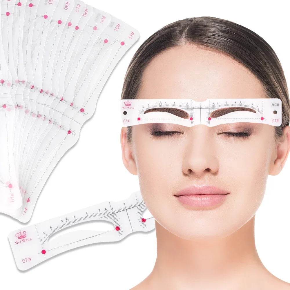 12-stijl Fixeerbare wenkbrauwstencil Kaartverzorging Brow Shaper-sjabloon Herbruikbare stickers Make-up Tekening Wenkbrauwstempel Schoonheidstools