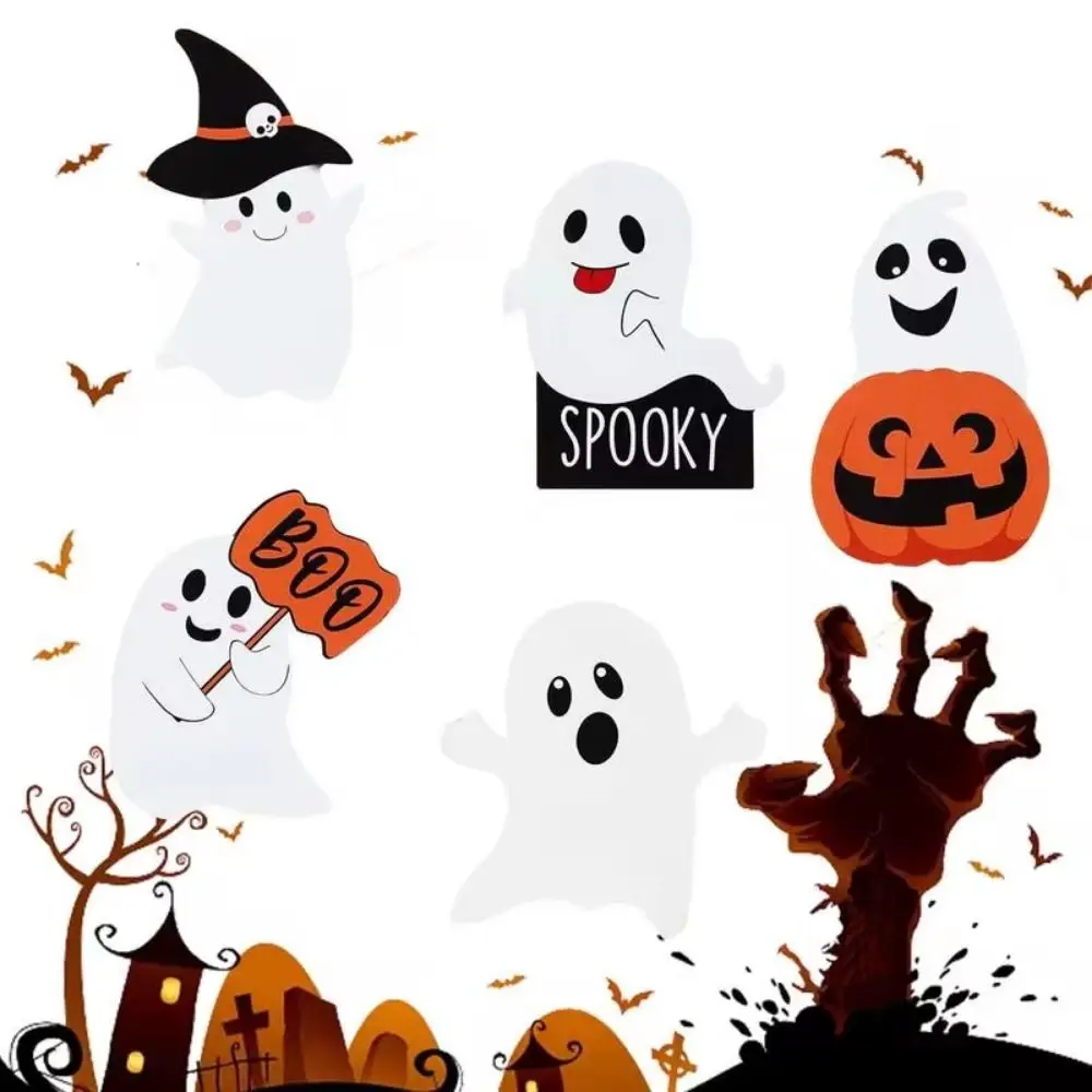 3Pcs/Set Creative Halloween Tiered Tray Decorations Cartoon Funny Cute Ghost Table Ornament Household Crafts