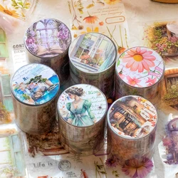 50mm * 2m rzeka lat serii Vintage czasopismo Kawaii taśma maskująca wodoodporny materiał papierowa taśma Washi materiały do scrapbookingu