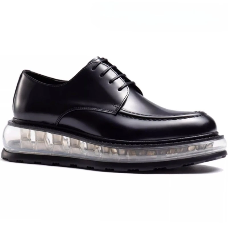 

Мужские туфли из натуральной кожи с полной амортизацией стопы, дышащие, из воловьей кожи, повседневные, на толстой подошве, увеличивающие рост