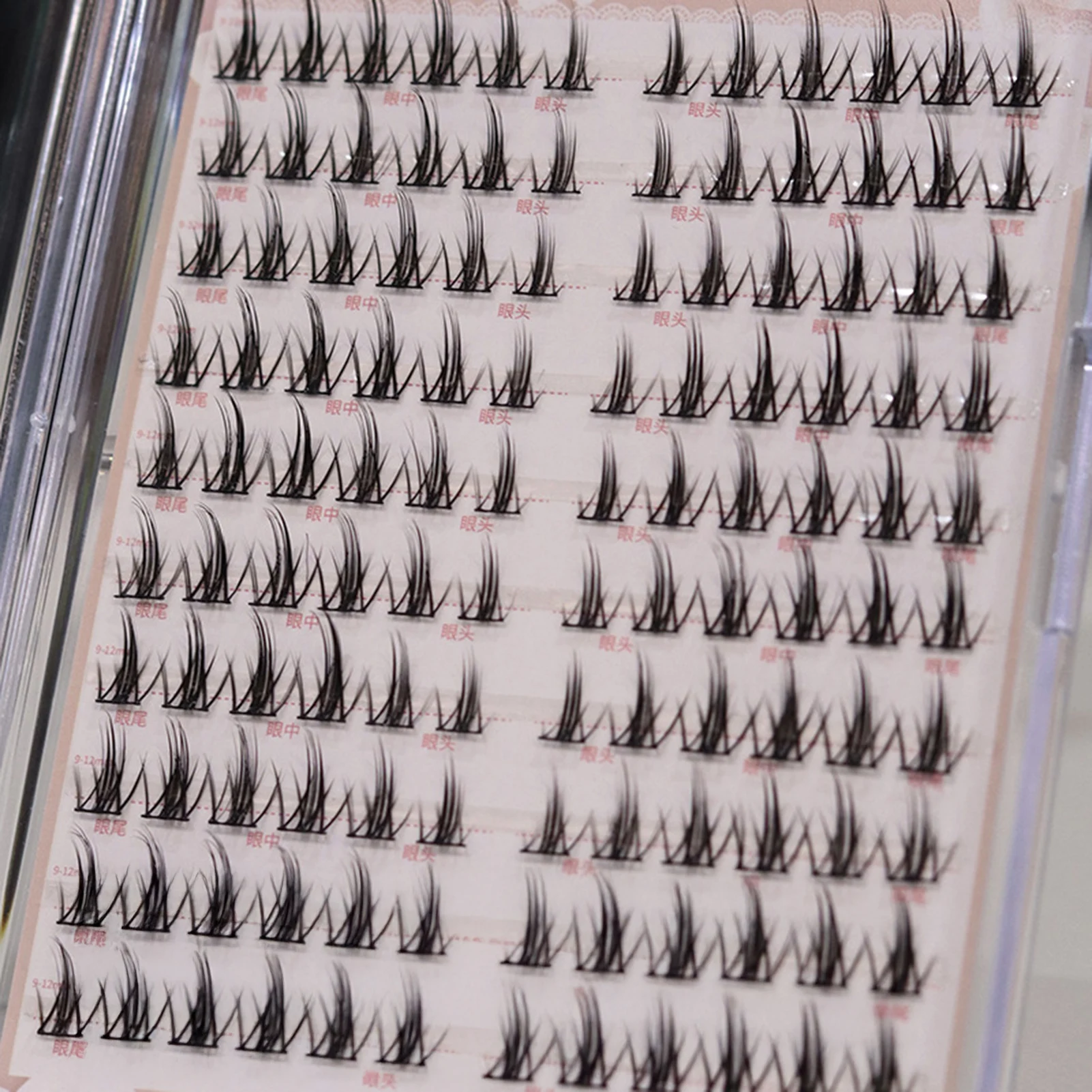 10 filas de rizado denso, racimos de pestañas de 9-12mm, pestañas segmentadas naturales finas de Anime, Manga Individual, herramienta de maquillaje de pestañas postizas