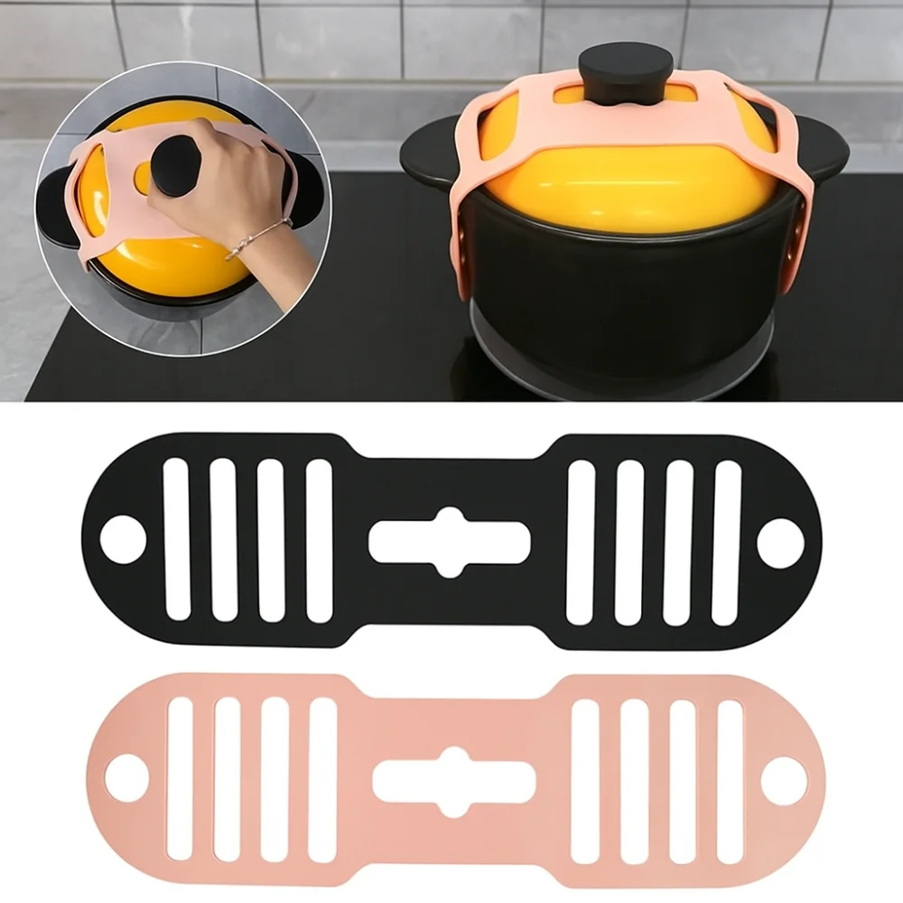 

Creative Heat-Resistant Pot Lid Fixing Strap Silicone Universal Lid Fixing Band Elastic Prevent Tipping Pot Lid Holder Outdoor