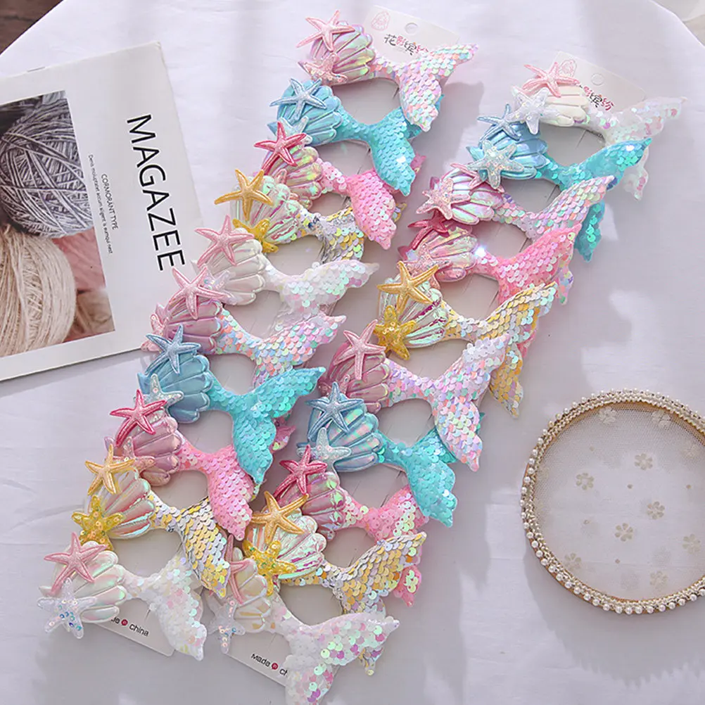 

5Pcs Sequin Mermaid Hair Clamps Unique Elegant Design Strong Durability Perfect for Women Party Celebration Daily Use Hair