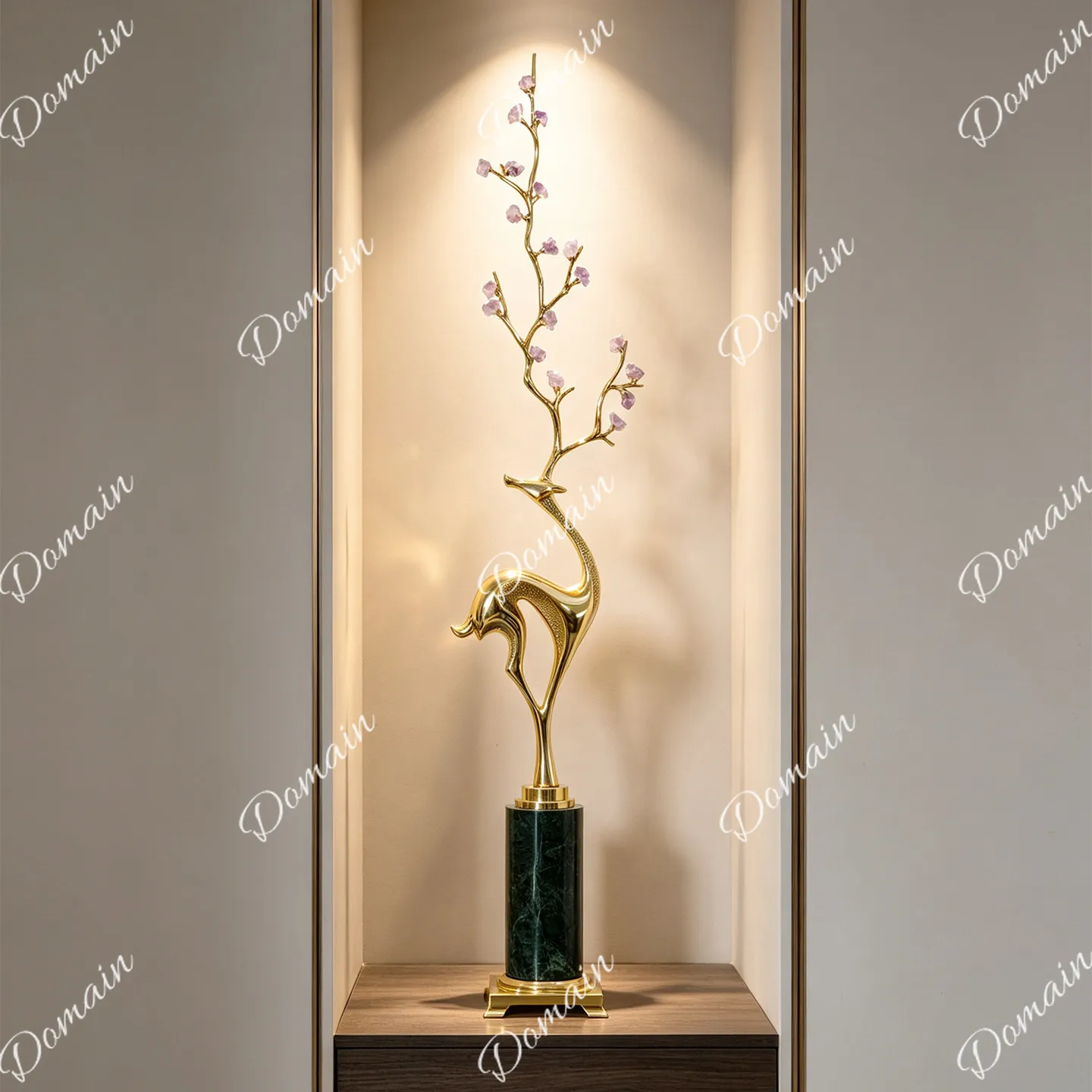 Light luxury creative amethyst brass deer ornament entry entrance niche fine high decoration housewarming new decoration
