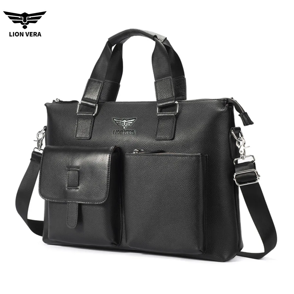 lion-vera-men's-large-capacity-briefcase-genuine-leather-portable-laptop-shoulder-fashion-crossbody-business-commuting-handbag