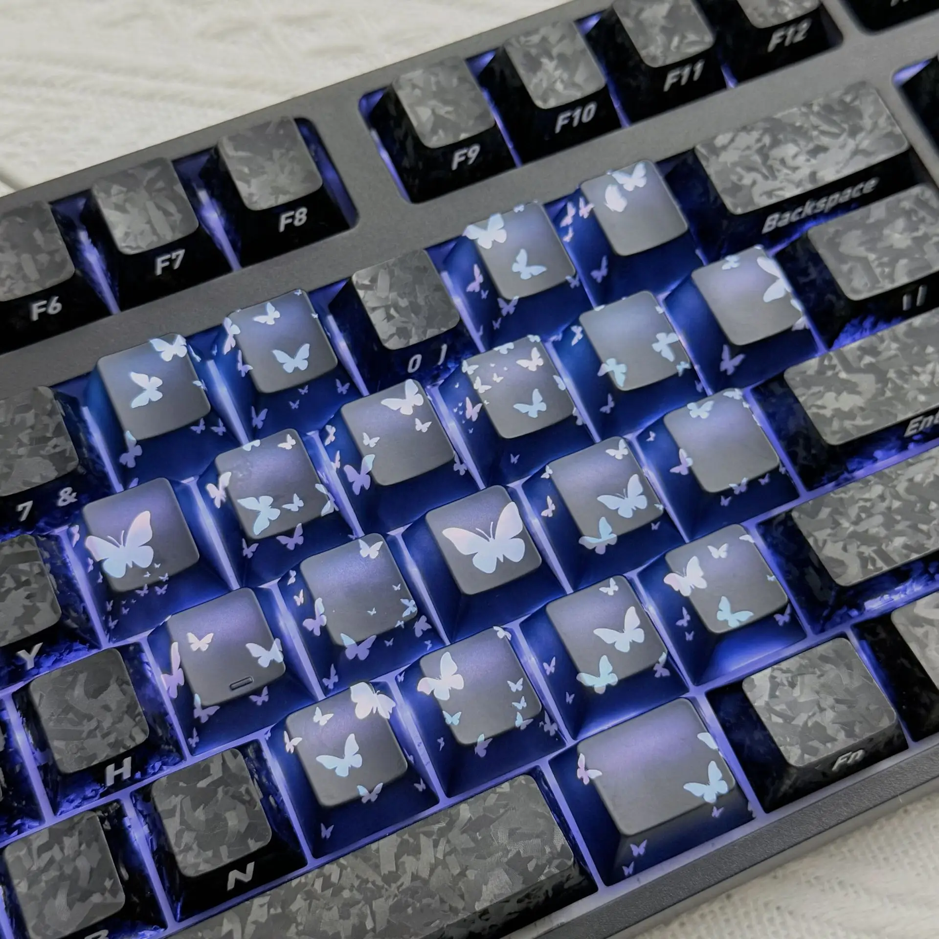 21-Key Butterfly Heart Keycaps Cherry Profile IMD Backlit for Magnetic Switch Mechanical Keyboard DIY