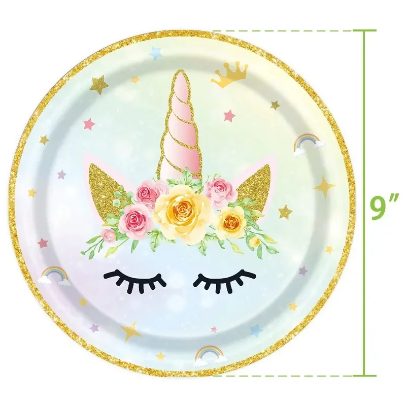 Disney Rainbow Theme Illusionary Unicorn Dinner Plate Children\'s Birthday Party Disposable Party Set