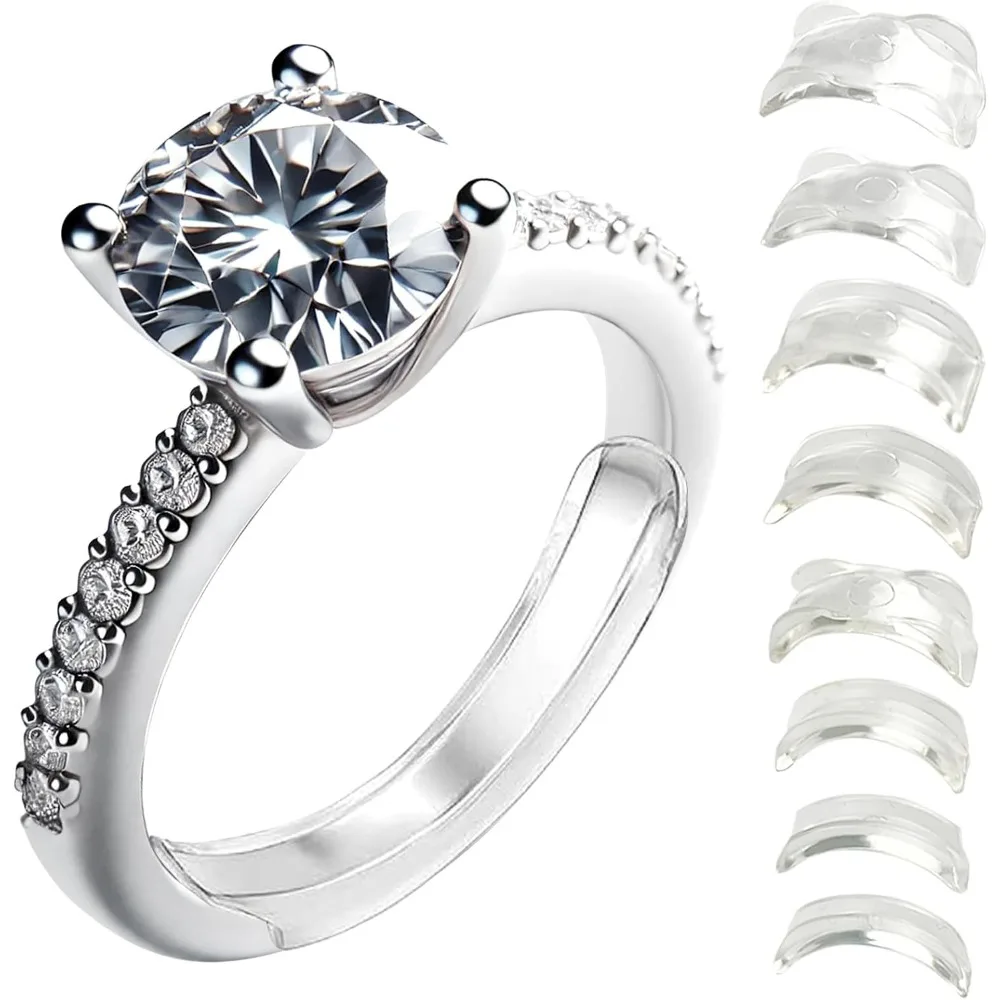 Invisible Ring Size Adjuster for Wide Rings - 8 Pack, Transparent TPU Sizer for Loose Rings