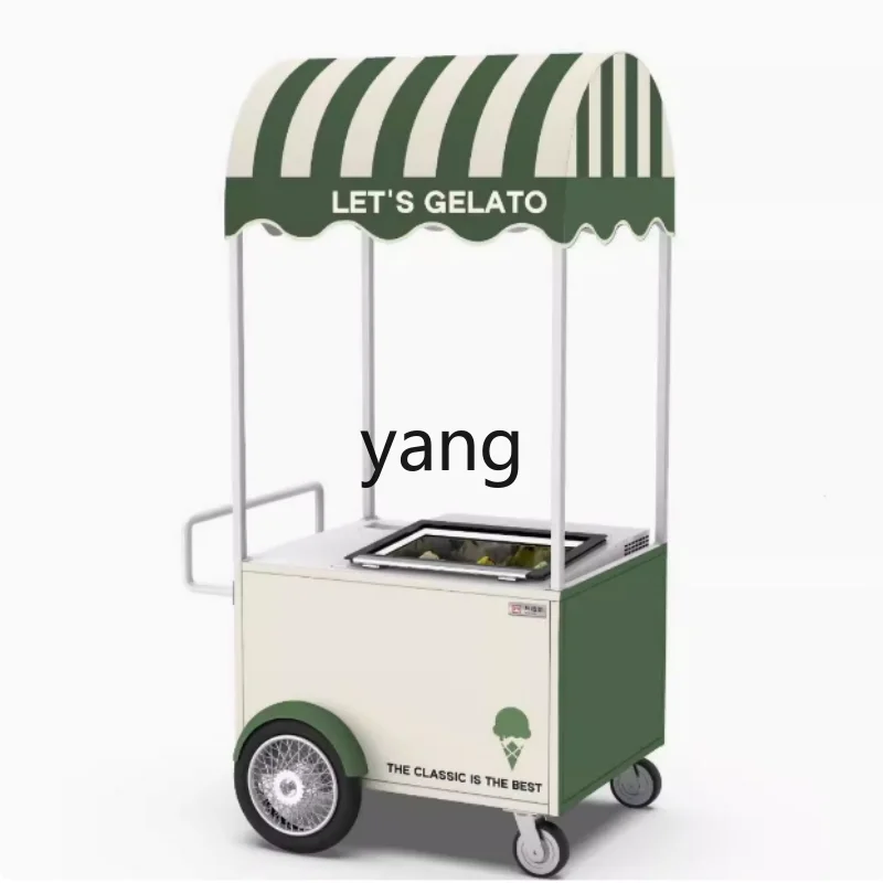 lhh1 Iron Art Ice Cream Stall Cart Multifunctional Dessert Cart Commercial Display Stand Street Stall Cart