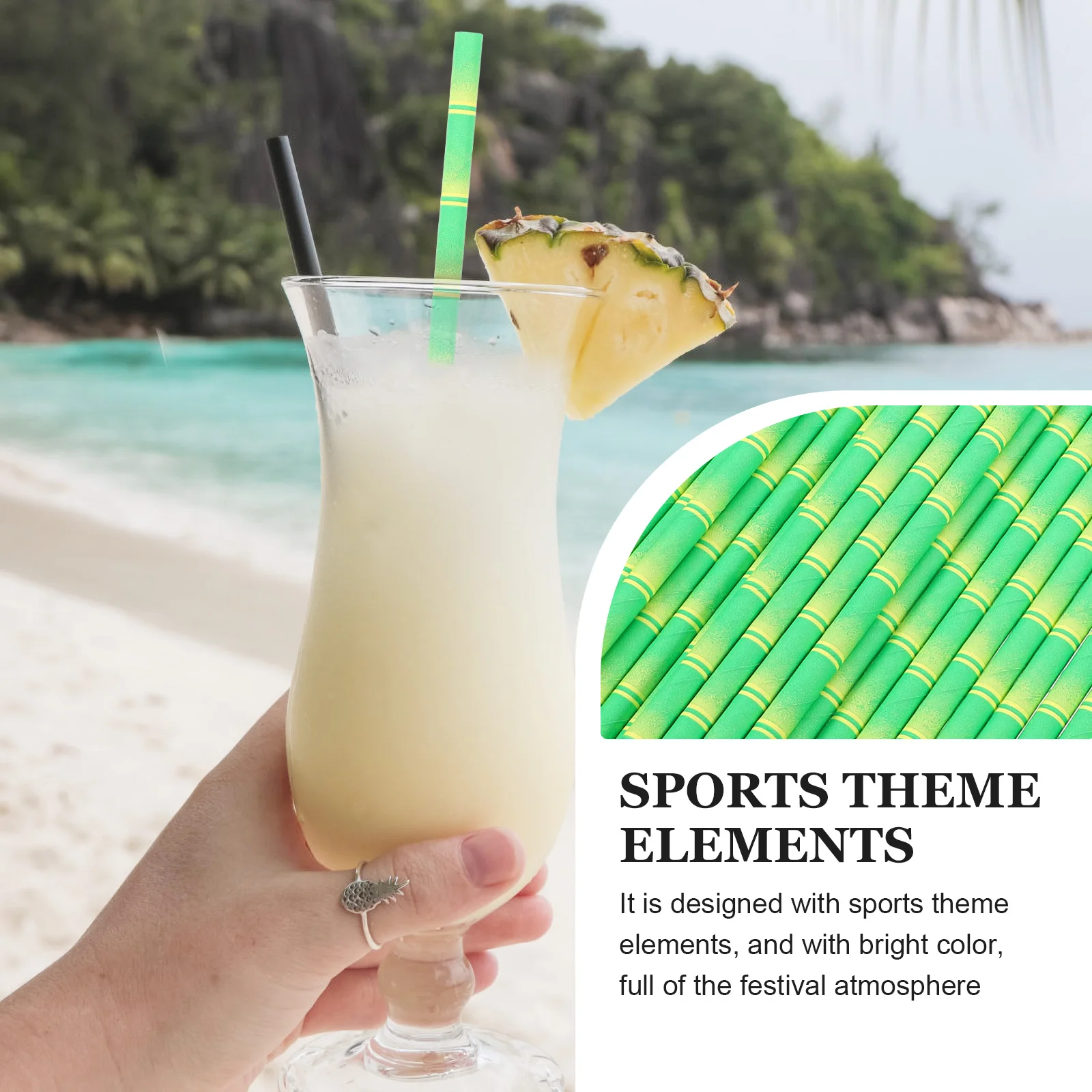 

150pcs Paper Drinking Straws Bamboo Pattern Disposable Straws For Birthday Party Supplies Festival Decoration Party